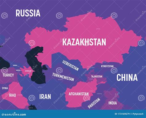 Central Asia Map. High Detailed Political Map of Central Asian Region ...