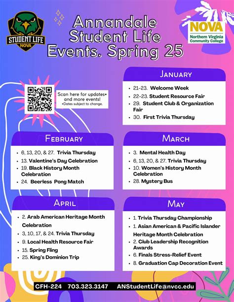 2025 Spring Calendar | Annandale Student Life - Northern Virginia ...