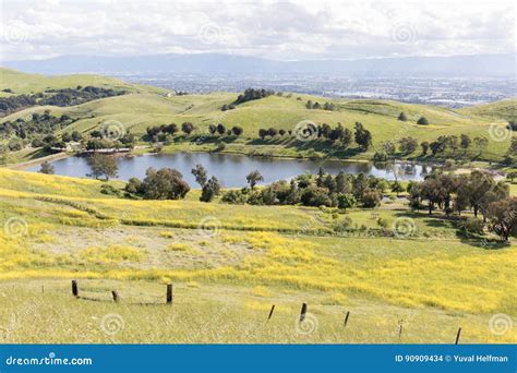 Sandy Wool Lake and Santa Clara Valley at Springtime. Stock Photo ...