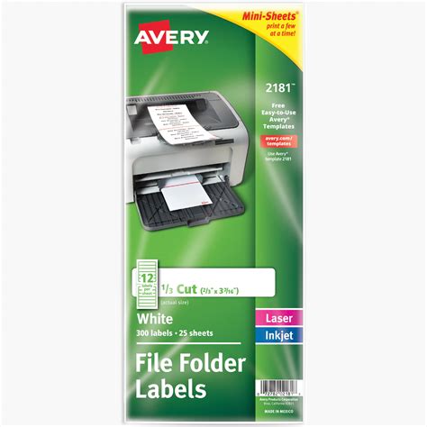 Avery Mini-Sheets File Folder Labels, 2/3" x 3-7/16", 300ct (2181 ...