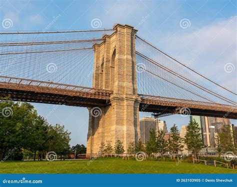 One of the Pillars of the Brooklyn Bridge, a View of One of the Symbols ...