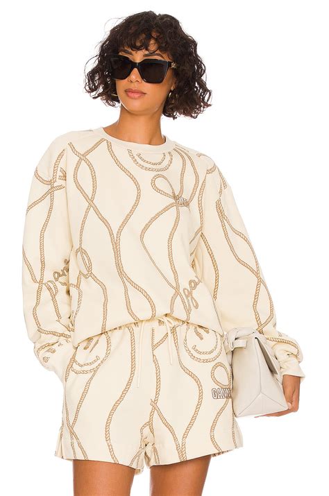 Ganni Drop Shoulder Sweatshirt in Ganni Symbols Multi | REVOLVE