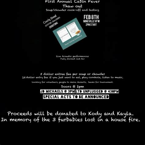 First Annual Cabin Fever Thaw Out(Soup/Chowder Cook-off and Tasting ...