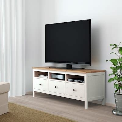 HEMNES TV bench, white stain/light brown, 148x47x57 cm (581/4x181/2x221 ...