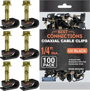 500 Pieces Black Single Screw Flex Clips for RG59 RG6 CO AX SAT CABLE ...