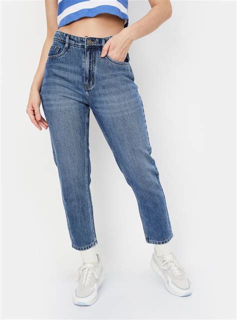 Buy Women Mom Fit Washed Jeans Online at just Rs. 1299.0 ...