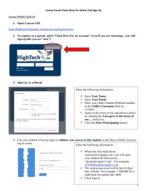 Fillable Online Canvas Parent Cheat Sheet for Online Tool Sign-Up Fax ...
