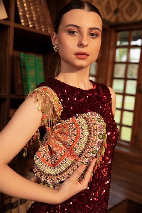 Multicolor Bead Embroidered Tassel Bag - Designer Party Clutch – modarta