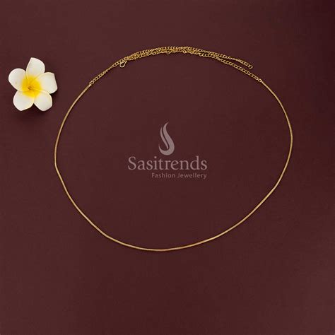 Antique Gold Plated Sleek Single Line Curb Chain Hip Belt - Sasitrends