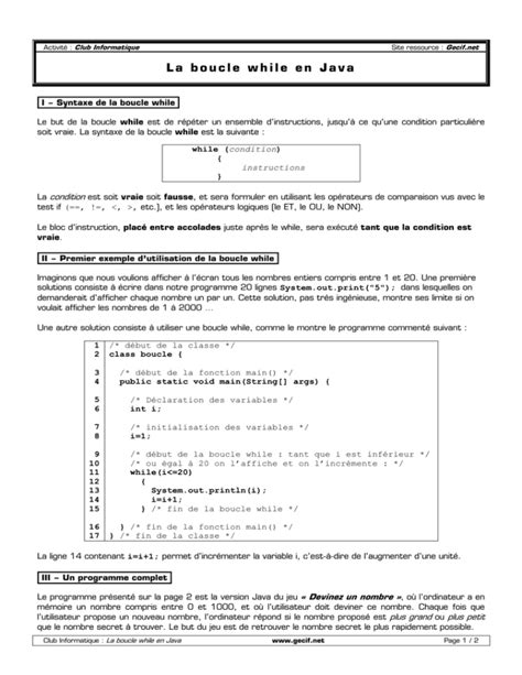 Image result for Boucle While Java
