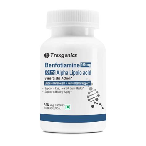 Trexgenics BENFOTIAMINE 150 mg + ALPHA LIPOIC ACID 300 mg +15 mg L ...