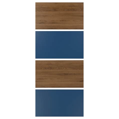 MEHAMN 4 panels for sliding door frame, walnut effect/blue, 100x236 cm ...