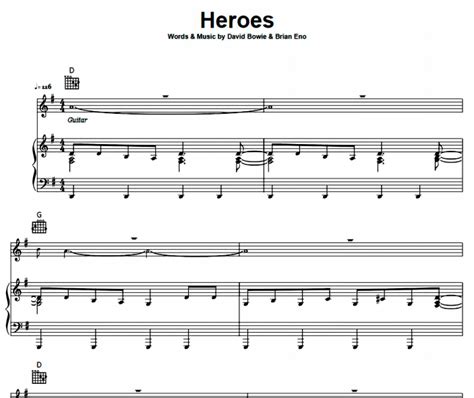 David Bowie - Heroes Free Sheet Music PDF for Piano | The Piano Notes