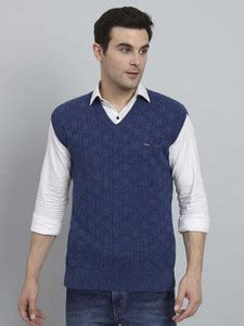 MUSKAN KNITWEAR Self Design Formal Men Blue Sweater - Buy MUSKAN ...