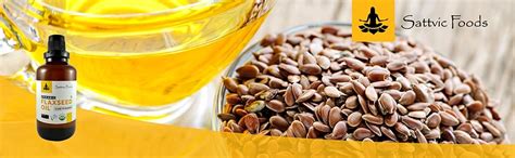 Sattvic Foods Organic Cold Pressed Flaxseed Oil with Dark Glass Bottle ...