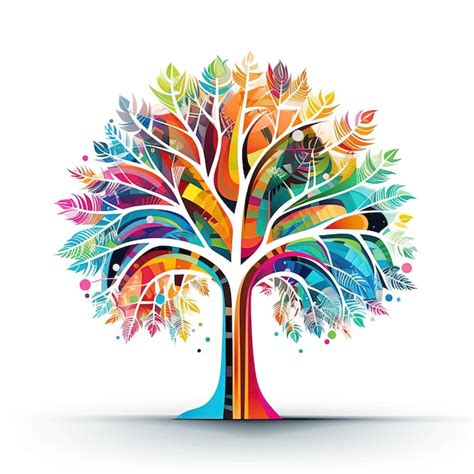 Palm tree of life rainbow illustration in the style of social action ...