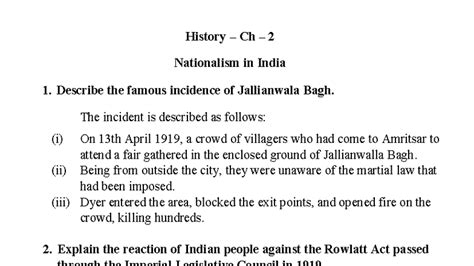History Ch 2 Notes: Nationalism in India and Key Events - Studocu
