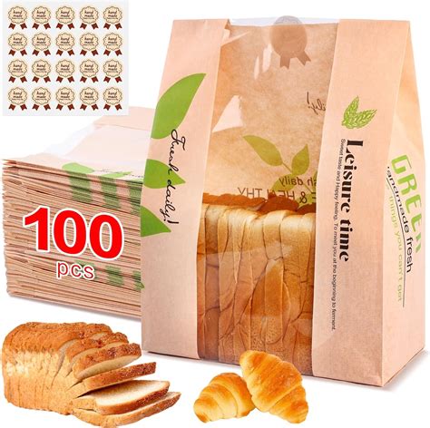 Amazon.com: 100 Pack Large Kraft Paper Bread Bags for Homemade Bread ...