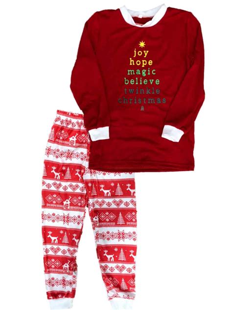 Girls Red Joy Hope Magic Believe Twinkle Pajamas Christmas Holiday ...