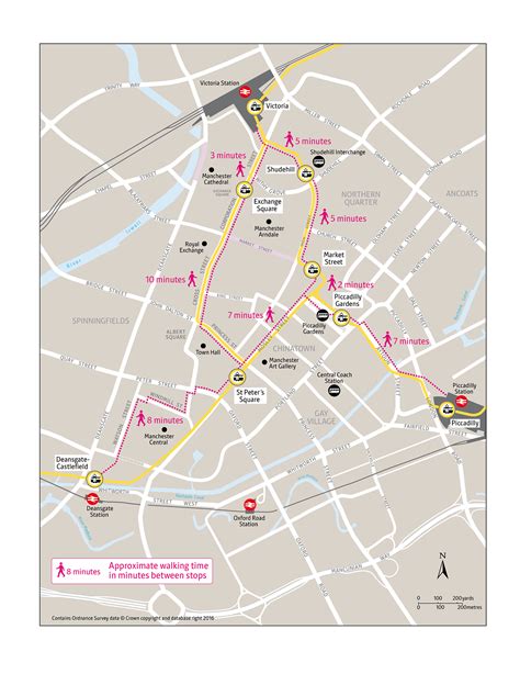 Metrolink city centre walking route map | Bee Network | Powered by TfGM
