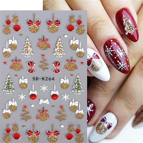 Amazon.com: KEVINART Christmas Nail Art Stickers - 3D Self-Adhesive ...