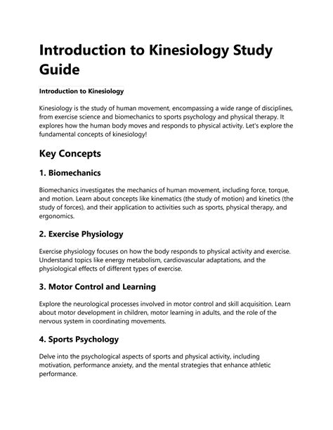 SOLUTION: Introduction to kinesiology study guide - Studypool