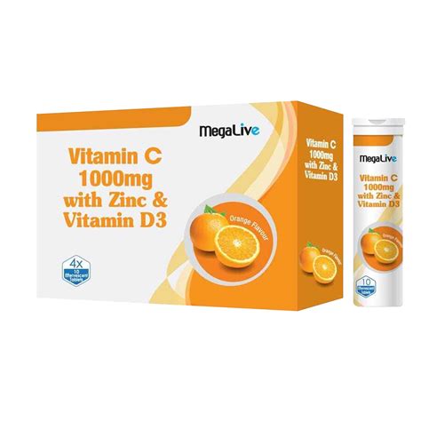 Megalive Vit C 1000mg with Zinc & Vit D3 - Farmasi Lautan
