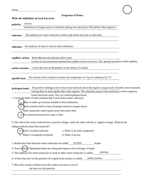 SOLUTION: The Properties of Water Based Discussion - Studypool - Worksheets Library