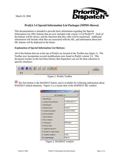 ProQA 3.4 Special Information List - Priority Dispatch Corporation