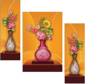 Art Amori Beautiful Flowers 3 Piece MDF Painting Digital Reprint 12 ...