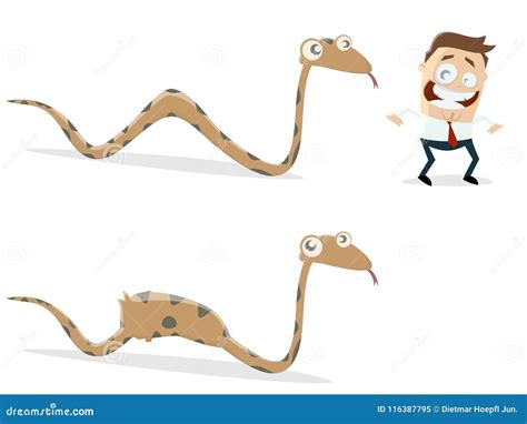 Funny Man Is Being Eaten By Hungry Snake Cartoon Vector | CartoonDealer ...