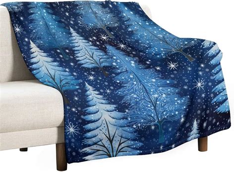 Amazon.com: MaSiledy Christmas Trees and Snowflakes Blue Blanket Merry ...