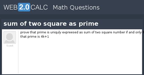 View question - sum of two square as prime