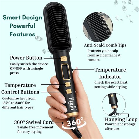 Ktein Hair Straightener Comb Brush for Women | Dual Ceramic Plates + A ...