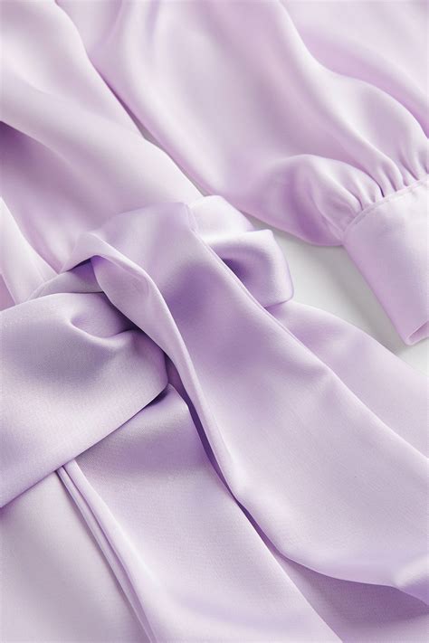 Tie-belt satin dress - Light purple - Ladies | H&M IN