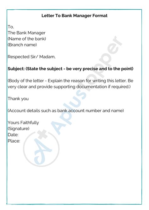 Letter to Bank Manager | Format, Sample, Tips and Guidelines on How to ...
