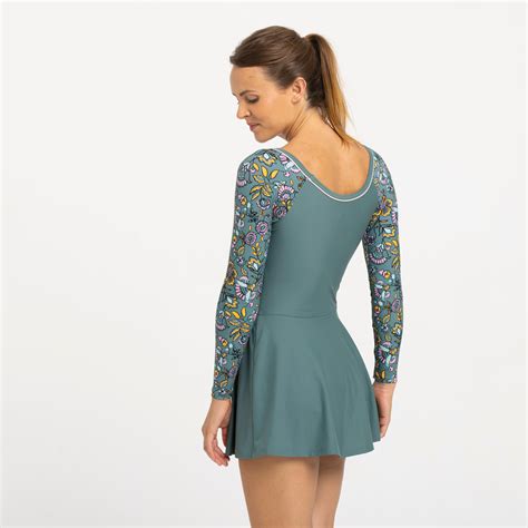 Women's 1-Piece Swimsuit Una Sleeve Light Secure Fit & Quick-Dry Green