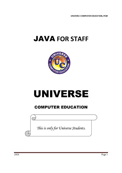 JAVA Final - Nil - UNIVERSE COMPUTER EDUCATION, PCM JAVA FOR STAFF ...