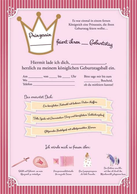Kindergeburtstag Einladung Prinzessin Vorlage