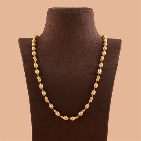 Classic Single Ling Gold Pearl Necklace - Krishna Pearls