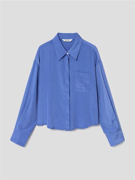 8seconds Poly Satin Shirt Blue | Collared Shirts for Women | KOODING