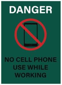 VVWV NO CELL PHONE USE WHILE WORKING SIGN STICKER Emergency Sign Price ...