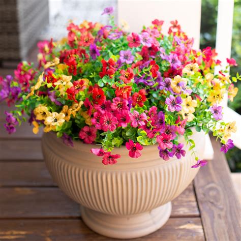 Amazon.com: Artificial Fake Plants Flowers for Outdoor Outside Spring ...