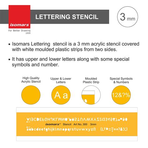 Isomars Lettering Guide Drawing Template Stencil 3mm