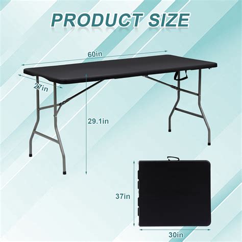 Vebreda 5 ft Folding Table Fold-in-Half Plastic Table for Indoor ...