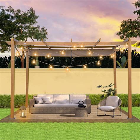 Buy Domi 10' x 13' Outdoor Retractable Pergola, Gazebo Modern Grape ...