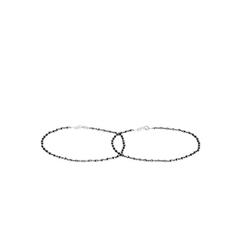 Buy ZAVYA Women Set Of 2 Rhodium Plated 925 Sterling Silver Anklets ...