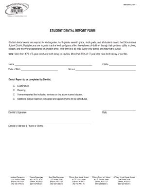 Student Dental Report Form - Fill Out, Sign & Share Online | pdfFiller