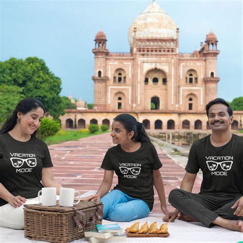 Vacation Mode On Matching Family Black Cotton T-shirts