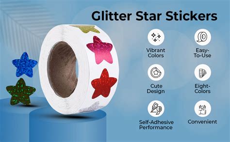 HASTHIP Paper Glitter Star Wall Stickers - 500Pcs, 1 Inch/2.54cm Self ...